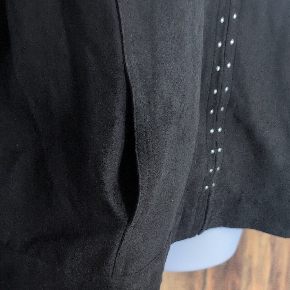 Cathy Daniels Black Zip-Up Studded Blazer Jacket Shirt XL - Picture 4 of 6